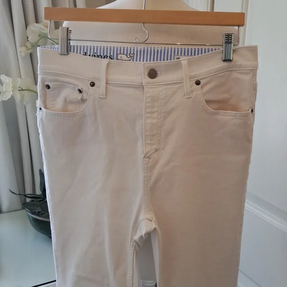 Vineyard Vines Womens White Stretch Denim Crop Flare Jeans Raw Hem S-10 - Picture 2 of 10